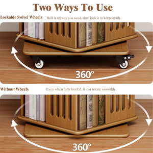 6-Tier 360&deg; Rotating Bookshelf with Wheels Mobile Open Storage Display <strong>Unit</strong> for Books Media and Decor in Living Room Home Office - Product Image 5