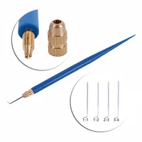 Ensemble de 4 aiguilles de ventilation en plastique et cuivre + 1 support bleu pour la fabrication et la réparation de perruques en dentelle