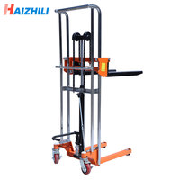 Nouveau gerbeur manuel hydraulique de palette de main de 400kg avec la plate-forme, positionneur portatif de travail de pied de chariot élévateur