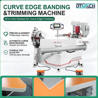 Machine à bordurer les chants courbes pour usine de meubles sur mesure avec unité de collage, de pressage et de découpe – Équipement de bordage de panneaux