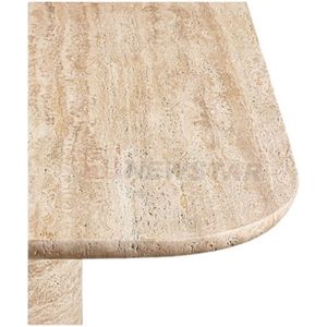 Tùy chỉnh Kem travertine bàn ăn hình chữ nhật bảng Top Vòng cơ sở Cupola travertine bàn ăn thiết lập - Product Image 3