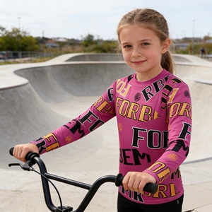 Custom Children Summer Long Sleeve <strong>Cycling</strong> <strong>Jersey</strong> Breathable Moisture Wicking Youth Boy and <strong>Girls</strong> T-shirt - Product Image 3