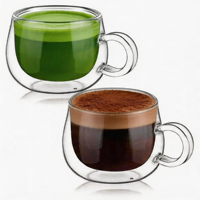 Mug Kopi Espresso Kaca Borosilikat Ukuran Kecil Langsung dari Pabrik 4oz 120ml Cangkir Teh Kaca Dinding Ganda Terisolasi Mug Kopi