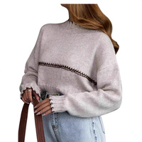 Pull court en chenille européen, ample et décontracté, à motifs color-block, pour femme, automne-hiver