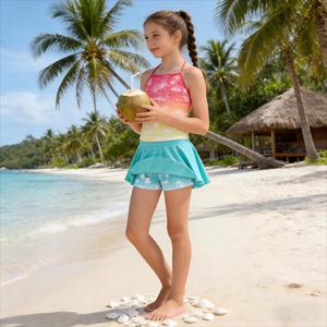 Traje de Baño Tankini Personalizado para Niñas, Traje de Baño de <span class=keywords><strong>Sirena</strong></span> con Tirantes Cruzados Ajustables, Traje de Baño de Dos Piezas para Playa de Verano, Tallas 4-12 - Product Image 3