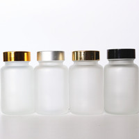 Botella de Vidrio Transparente Esmerilada de Boca Ancha de 100 cc para Píldoras, Suplementos y Cápsulas, con Tapa de Plástico, Botella de Vidrio de 100 ml para Productos de Salud