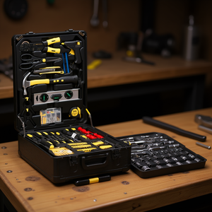 Juego de herramientas manuales de aluminio negro y amarillo, 799 piezas, estuche rígido, herramientas combinadas para almacenamiento en taller de reparaciones - Product Image 2