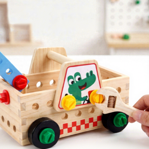 Ensemble de jouets en <span class=keywords><strong>bois</strong></span> pour tout-petits, boîte à outils de camion, jouets de construction <span class=keywords><strong>Montessori</strong></span> à démonter, jouet éducatif STEM, atelier de jeu d'imitation - Product Image 2