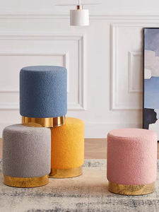 Goedkope Side Poef Krukken Woonkamer Roze Fluwelen Ronde Poef Voet Kruk Moderne Ottomanen Kruk - Product Image 5