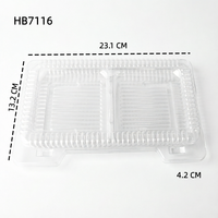 Conteneur en PET transparent de qualité alimentaire à 2 compartiments détachables avec fermeture à clip, emballage transparent pour sushis, salades et plats à emporter