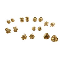 Anting-anting Mini Stud Premium Anti-Kusam TD, Emas 18K PVD Baja Anti Karat, Bunga Matahari, Perhiasan Wanita Sehari-hari, Grosir