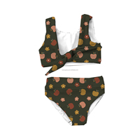Traje de Baño Bikini Floral Retro para Niña Joven, Diseño Personalizado al por Mayor ODM OEM 2026, Ropa de Playa para Adolescentes, Poliéster Reciclado, Estilo Europeo y Americano