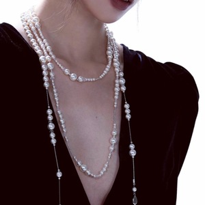 Collar de Perlas de Imitación de Varias Capas con Piedra Principal en Forma de Gota de Agua, Cadena para Suéter, Joyería de Fiesta para Mujer - Product Image 4