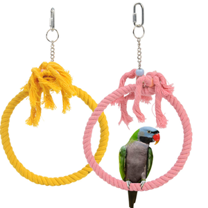 Jouet oiseau pour perruches en coton, objet à suspendre, pour animaux de compagnie, se balance, anneau support - Product Image 1