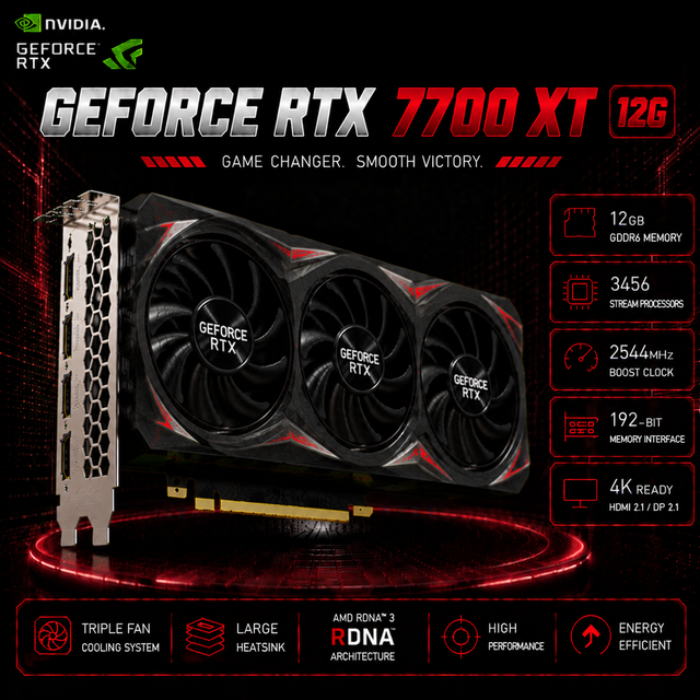 Used Sapphire RX 7700XT 12GB DDR5 256Bit PCI Express High Speed Desktop Gaming GPU with DisplayPort