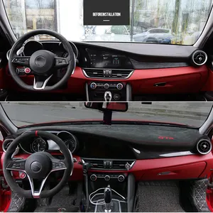 Penutup dasbor di Alcantara, kit Interior untuk Alfa Romeo Giulia 2016-2019, perlengkapan modifikasi Aksesori Mobil