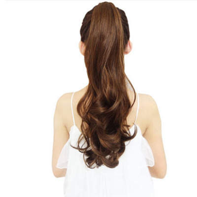 Парик для волос на клипсе, многоцветный удлинитель из вьющихся волос с конским хвостом