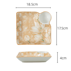 Nordic Plant Lotus Pond Moonlight <b>Bone</b> China Bowl High-Value Douyin Internet Celebrity Tableware Home Use Underglaze Color - Product Image 6