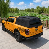 Couverture de benne rigide en acier au carbone sur mesure pour Ford Ranger / Everest, installation sans perçage, sans fenêtre coulissante, avec décoration de hayon (Sans