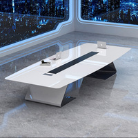Meubles de salle de conférence de luxe d'usine, bureau en bois MDF, table de réunion de bureau commercial pour 14 personnes