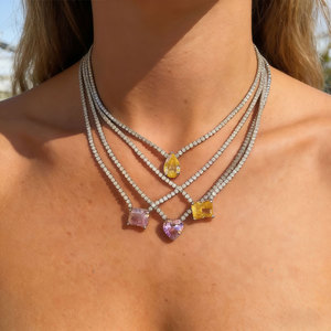 Collier pendentif tendance en acier inoxydable 316L personnalisé, bijoux fins, collier tennis avec zircon en forme de cœur pour femmes - Product Image 1