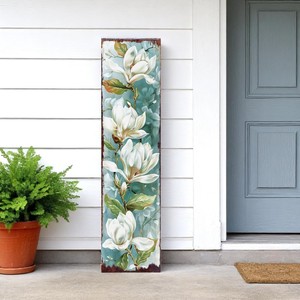 HMS 36 \ "legno massello portico segno con blu verde e bianco Bouquet floreale ornamenti da giardino - Product Image 2