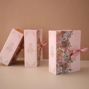 Boîte pliante personnalisée en forme de petit <span class=keywords><strong>livre</strong></span> pour emballage de chocolats, bonbons, papier, boîte cadeau de mariage avec ruban - Product Image 6