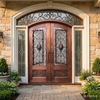 Porte d'entrée double en cuivre, aluminium et acier personnalisable avec treillis métallique, porte antivol en acier