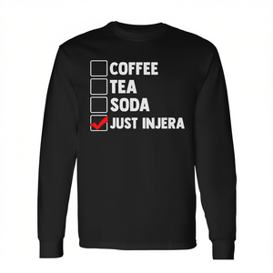 T-shirt à manches longues avec motif café, thé, soda et Injera, vêtements promotionnels - Product Image 2