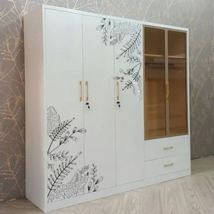 モダンな5ドアガラスワードローブ2ミラードア2調節可能引き出し大容量収納寝室用リビングルーム家庭用家具 - Product Image 3