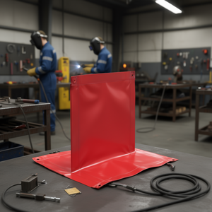 Pantalla de Seguridad para Soldadura de Vinilo Rojo, 6x8 pies, Portátil, Resistente a las Llamas, para Uso Industrial en Talleres, Protección - Product Image 2