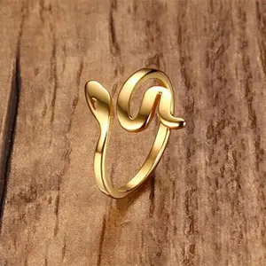 Стильный нержавеющая сталь женские кольца ювелирные изделия из жемчуга для женщин тонкий 18k золото кольцо змея