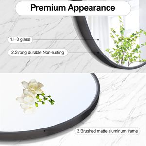 Round Wall Mirror Circular Black <strong>Bathroom</strong> Mirror Round Wall Mirrors for Living Room Bedroom <strong>Bathroom</strong> Washroom <strong>Rustic</strong> <strong>Vanity</strong>. - Product Image 2