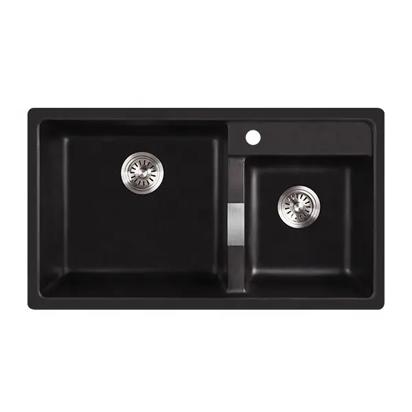 Ejoy High Quality NET8549 resin granite sinks Customized double bowl granite resin kitchen sink