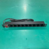 PDU rack Schuko avec interrupteur, neuf prises, 1U, 19 pouces, 16A, 3680W, Type F DIN 49440, unité d'alimentation pour rack de serveur