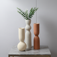 Ensemble de vases à fleurs en céramique Wabi-Sabi, décoration artistique minimaliste ARM LVG, texture brossée, finition mate, tons terreux