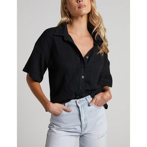Conjunto Casual de 2 Piezas para Mujer, Camisa de Algodón con Botones y Pantalones Cortos de Gasa, Atuendo Transpirable para Primavera/Verano - Product Image 5