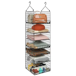 Hot Sale Foldable 6-shelf Storage Containers Closet Household Items Organizer Wardrobe Clothes Hanging Shelves