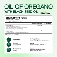 Capsules d'huile d'origan 180/300 Contient de l'huile de nigelle Immunité Antioxydant Non OGM Huile d'origan Capsule molle