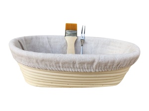 XH ovale da 10 pollici intrecciato a mano <span class=keywords><strong>in</strong></span> Rattan naturale craft bread Sourdough Banneton Proofing Basket set con cestini regalo <span class=keywords><strong>in</strong></span> tessuto di rivestimento alla rinfusa - Product Image 4