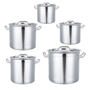 Factory Supply Custom Design Multiple Sizes Stainless Steel Outdoor Cooking Pot Cast Iron Steel Heavy Duty Pot Soup Stock Pots