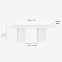 Table à manger en bois massif à piétement cannelé, table de cuisine rectangulaire avec base double nervurée, disponible en plusieurs finitions