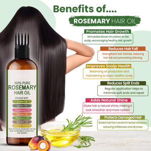 Huile de romarin 100% pure pour les cheveux - Huile capillaire à la romarin avec biotine, babata, jojoba et huile de ricin pour cheveux abîmés, hydrate le cuir chevelu - Product Image 3