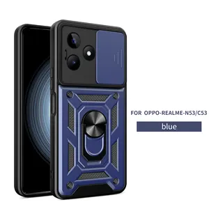 Oppo Realme C67 C53 N53 커버 렌즈 카메라 보호 슬라이딩 창 전화 케이스 충격 방지 뒷면 커버 용 라이센스