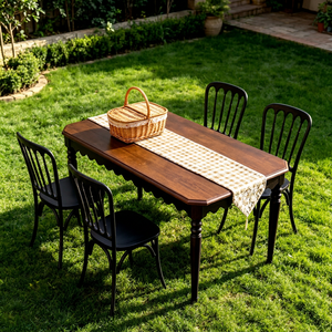 Nuevo Juego de Mesa de Comedor de Madera Maciza Estilo Americano con 4 Sillas Windsor Negras para el Hogar, Cocina, Comedor - Product Image 1