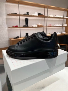 Black leather fashionable casual shoes with transparent air cushion and thick sole, trendy walking shoes <b>for</b> men - Product Image 3