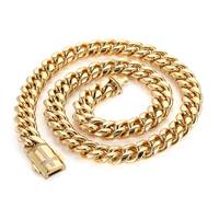 Collier chaîne cubaine en acier inoxydable NUOYA 12 mm avec fermoir glacé, bijoux en argent de style Miami