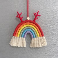 Décor de pépinière fait à la main macramé coton tissé coloré gland arc-en-ciel tenture murale enfants chambre décoration