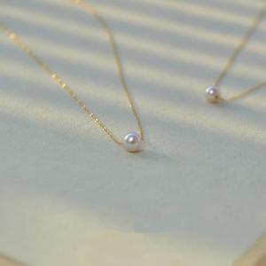 Collar de Clavícula Chapado en Plata 925 con Oro de 18K para Mujer, Collar con Colgante Simple y Perla Natural de Agua Dulce - Product Image 3