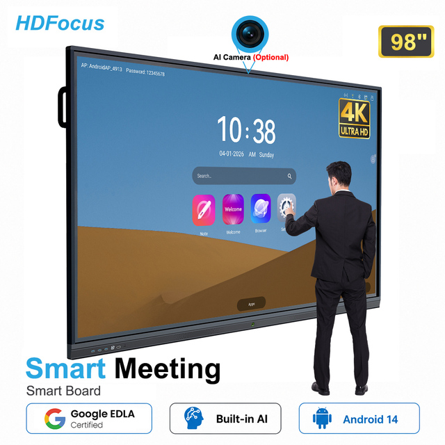 98-Inch 4K Interactive Smart Whiteboard with HD Touch Screen, Wireless Projection & Reverse Control for Classroom Learning